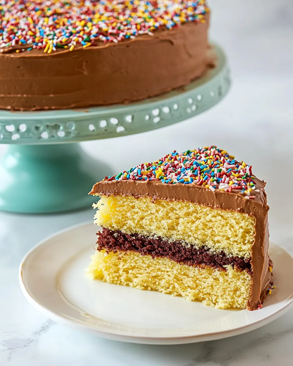Homemade Yellow Cake with Chocolate Buttercream Frosting recipe photo